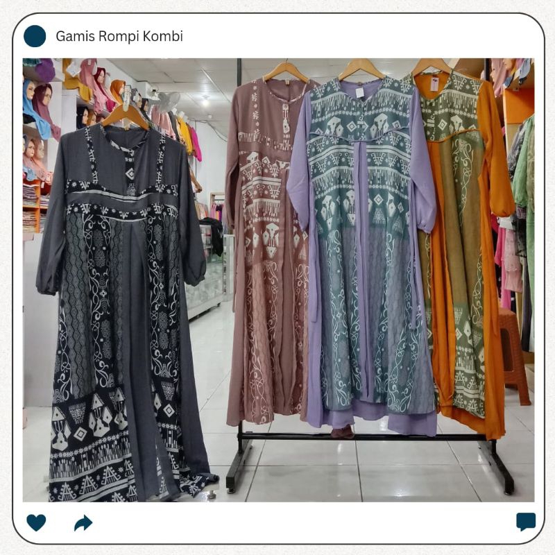 Gamis Rompi Kombi Batik