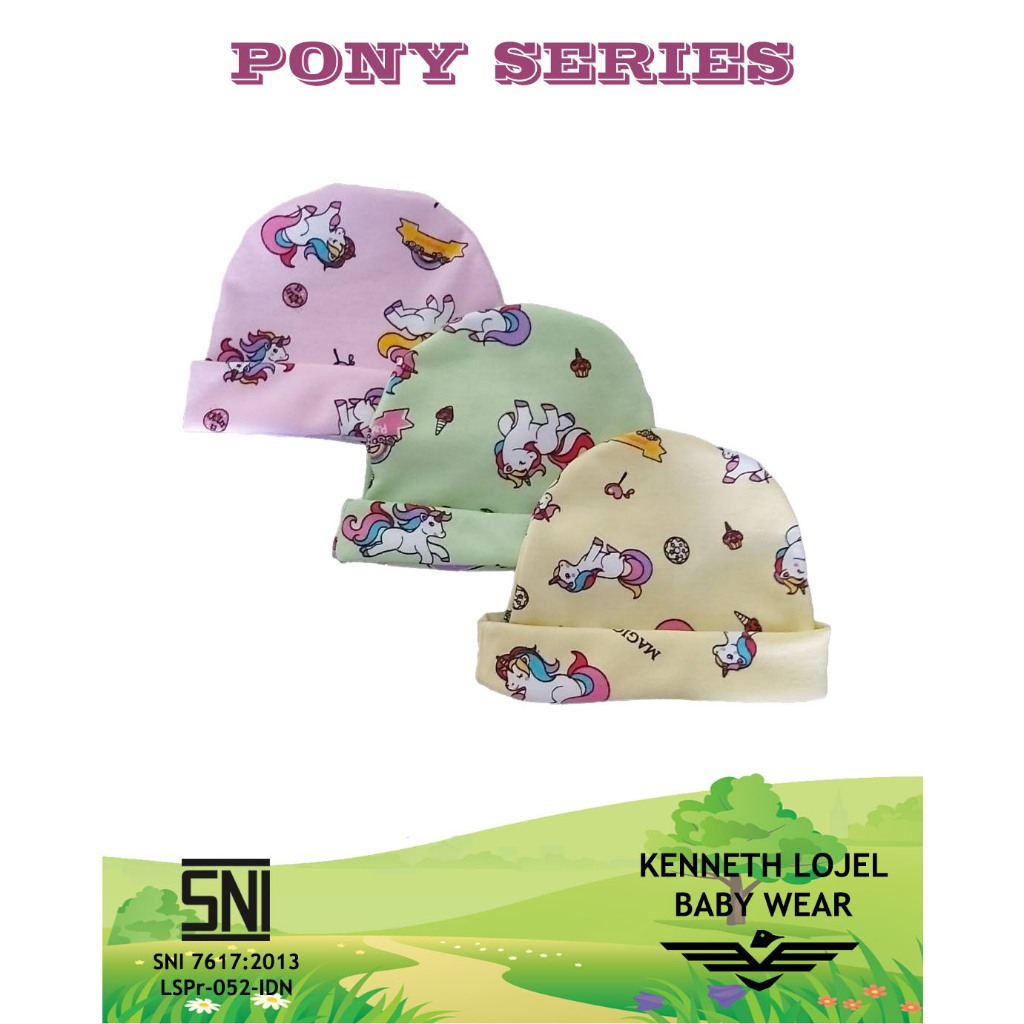 Topi Set Dengan Sarung Tangan Dan Sarung Kaki Motif Unicorn Merk Kenneth Lojel SNI