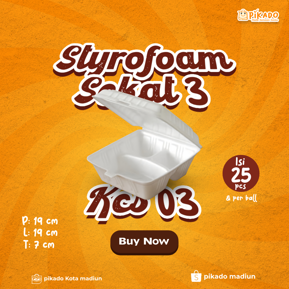 Styrofoam/styrofoam sekat 3/ styrofoam kcs sekat/styrofoam kotak/styrofoam nasi/styrofoam wadah nasi