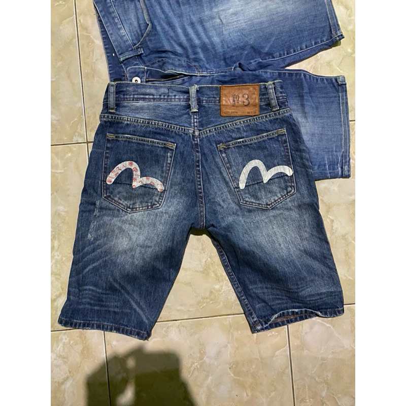 Shortpant ripped jeans evisu second