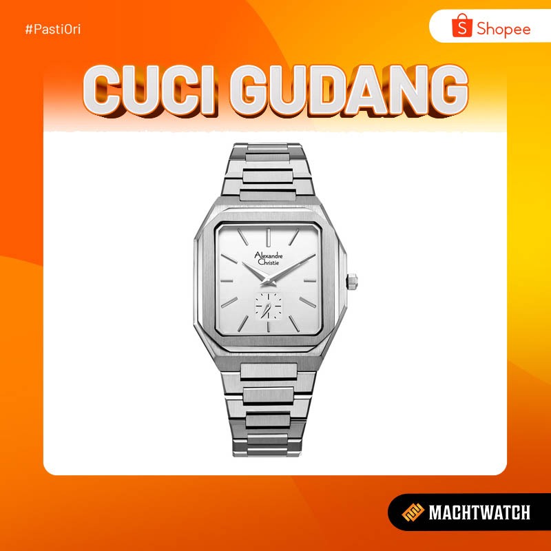 Promo Cuci Gudang Alexandre Christie Classic AC 8601 MS BSSSL Men Silver Dial Stainless Steel Strap 