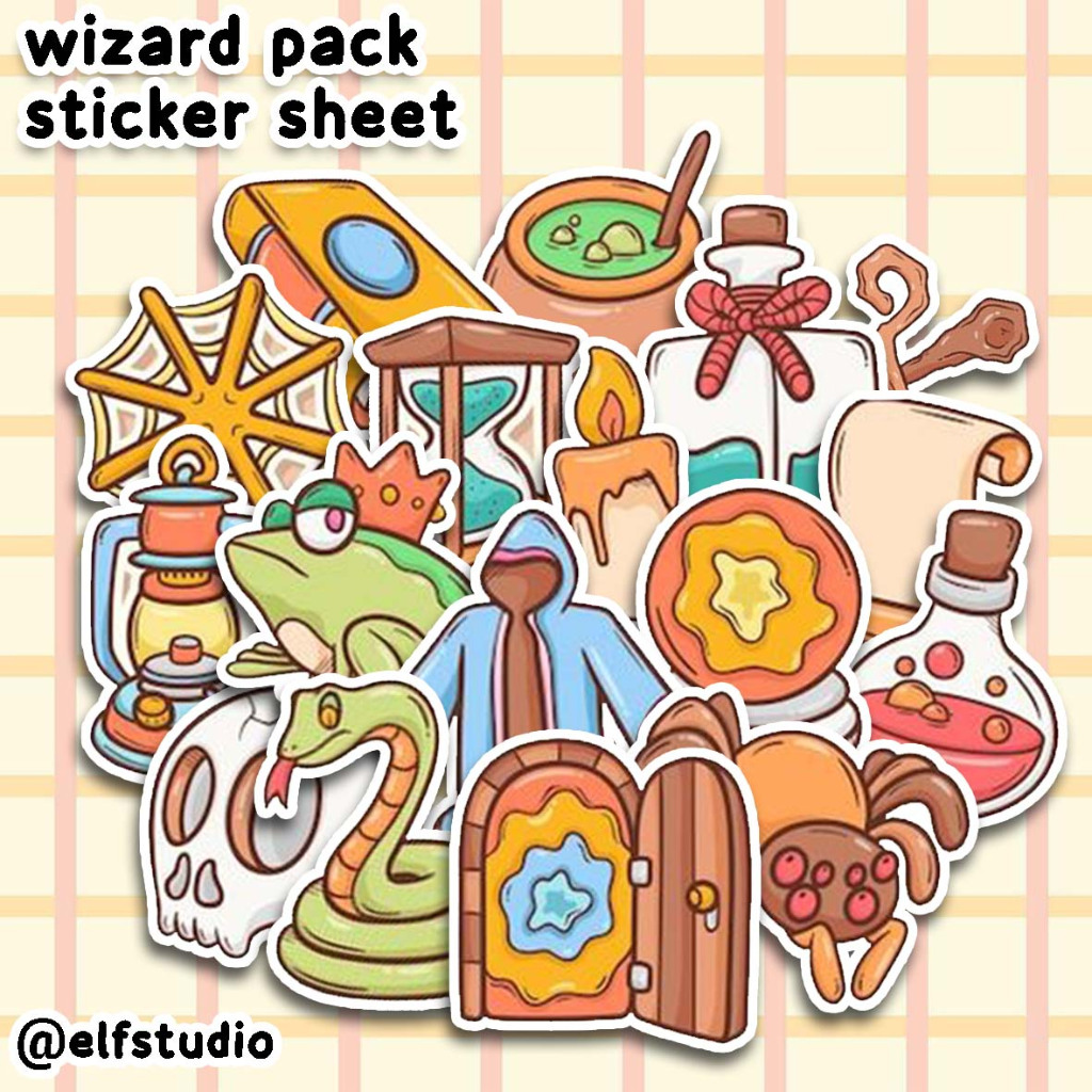 

Stiker Wizard Pack Penyihir Sticker Animasi Kartun Planner DIY Scrapbook Journal Book Dekor Kartun Buku Jurnal Lucu