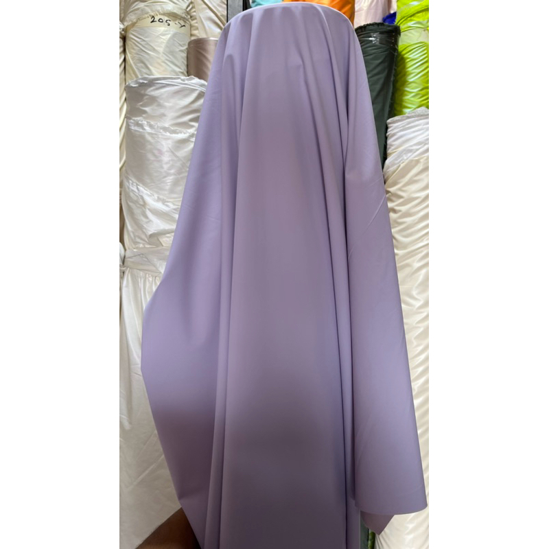 new kain warna ungu muda bahan Despo strec coating semprot