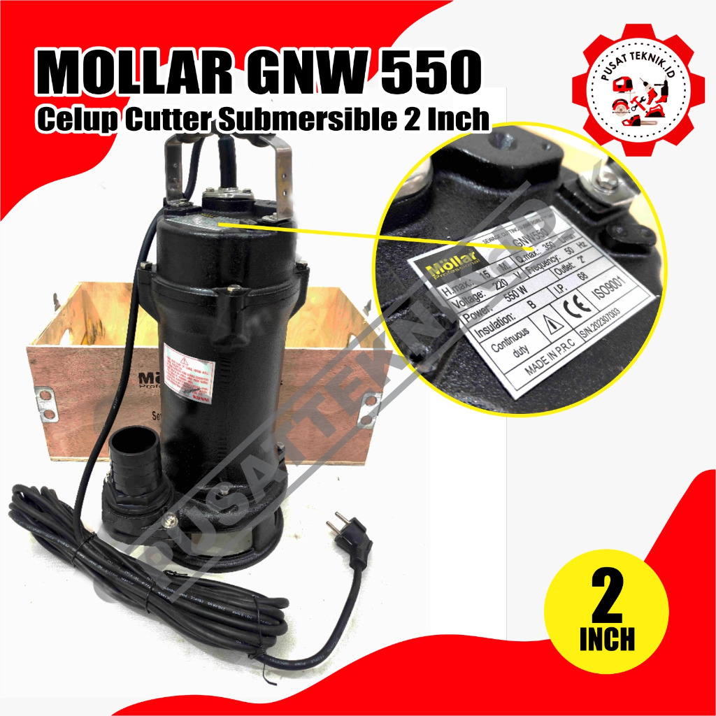 POMPA AIR CELUP KOTOR BERSIH 2" GNW550 MOLLAR CELUP CUTTER SUBMERSIBLE