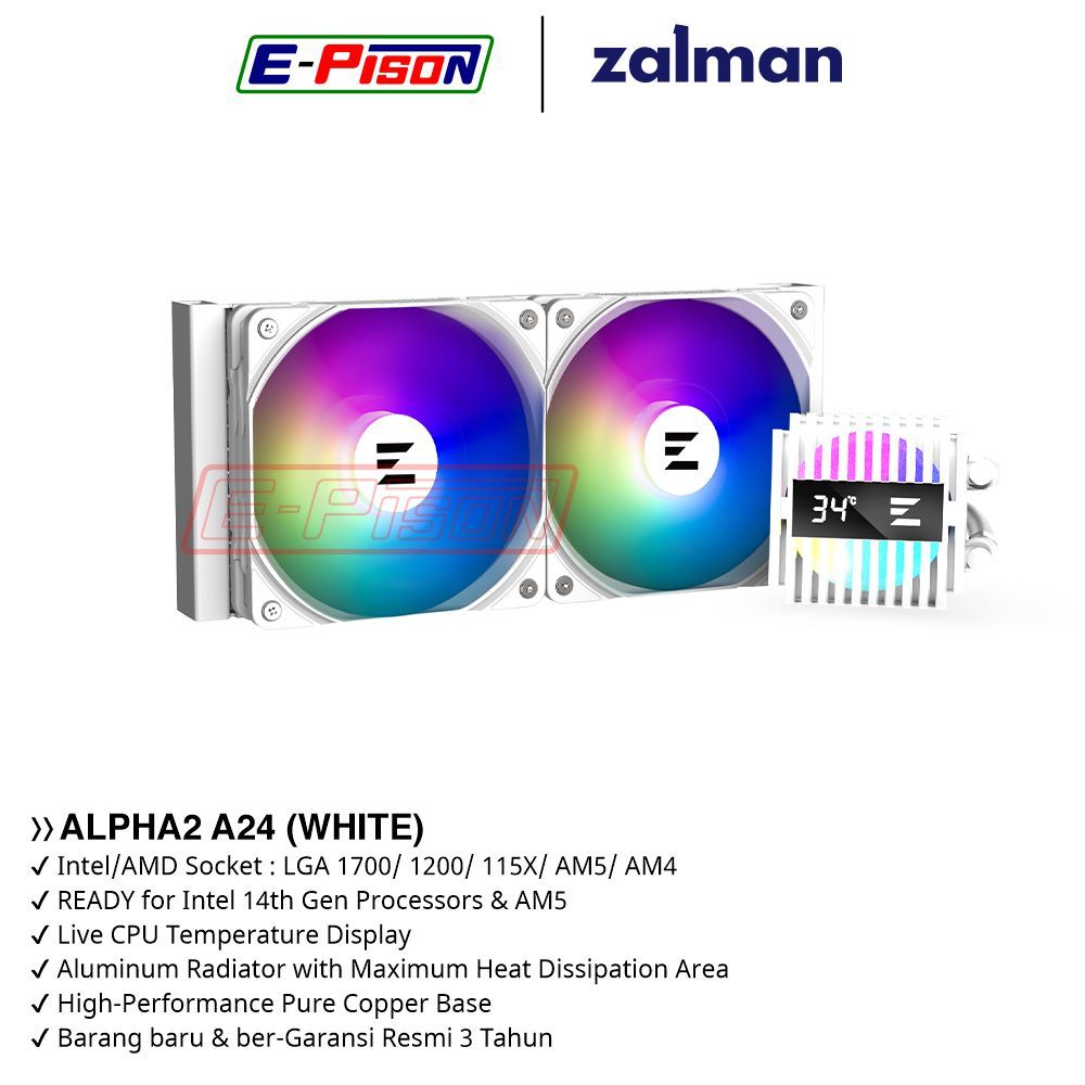 CPU Liquid Cooler | Zalman ALPHA2 A24 WHITE 240mm Intel AMD
