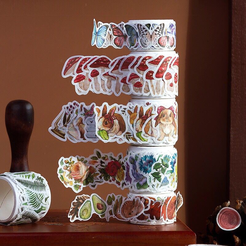 

[B555] 1Rolls STICKER CUTE ANIMAL VINTAGE Plant Flower Deco BUJO Planner Scrapbook DIY