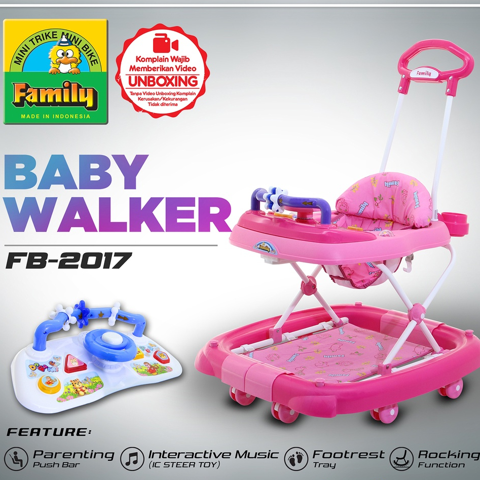 Family Baby Walker Lipat Mainan Musik Alat Bantu Jalan Bayi Seri Mobil Omar & Hana BW-2017