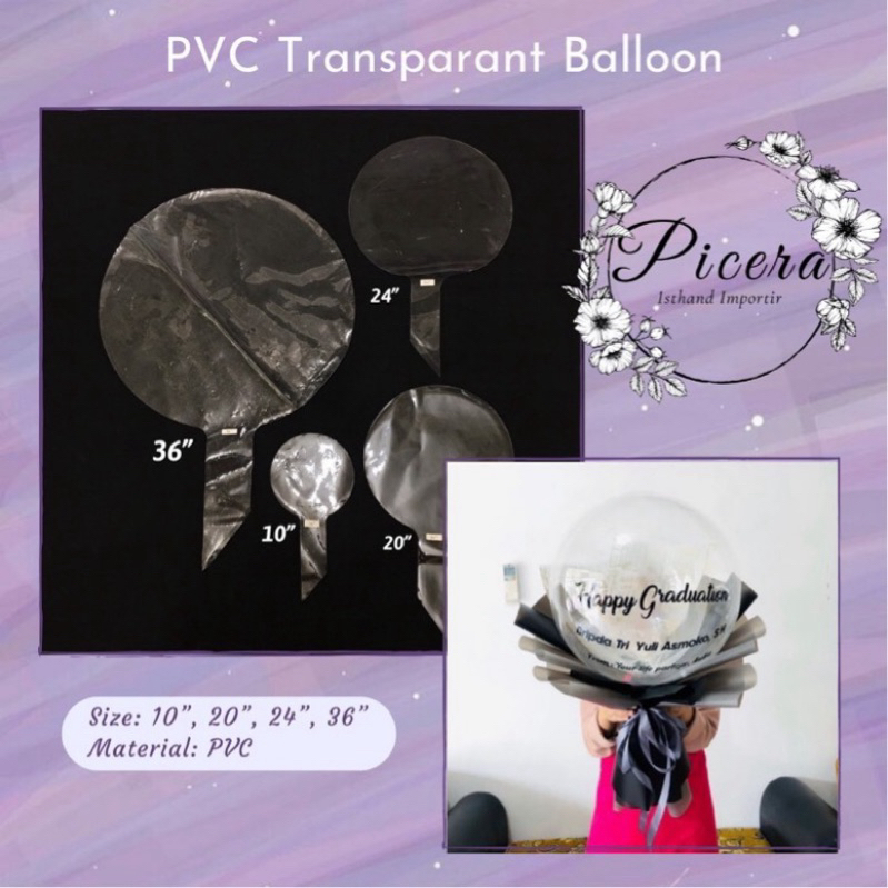 PVC Transparant Bobo Balloon 36 inch / 36" Ukuran Besar Jumbo | Balon Bening Transparan untuk Ucapan