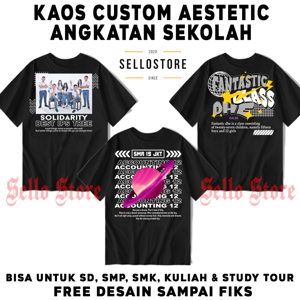 KAOS SABLON CUSTOM DESAIN SENDIRI KAOS KELAS AESTHETIC STREETWEAR