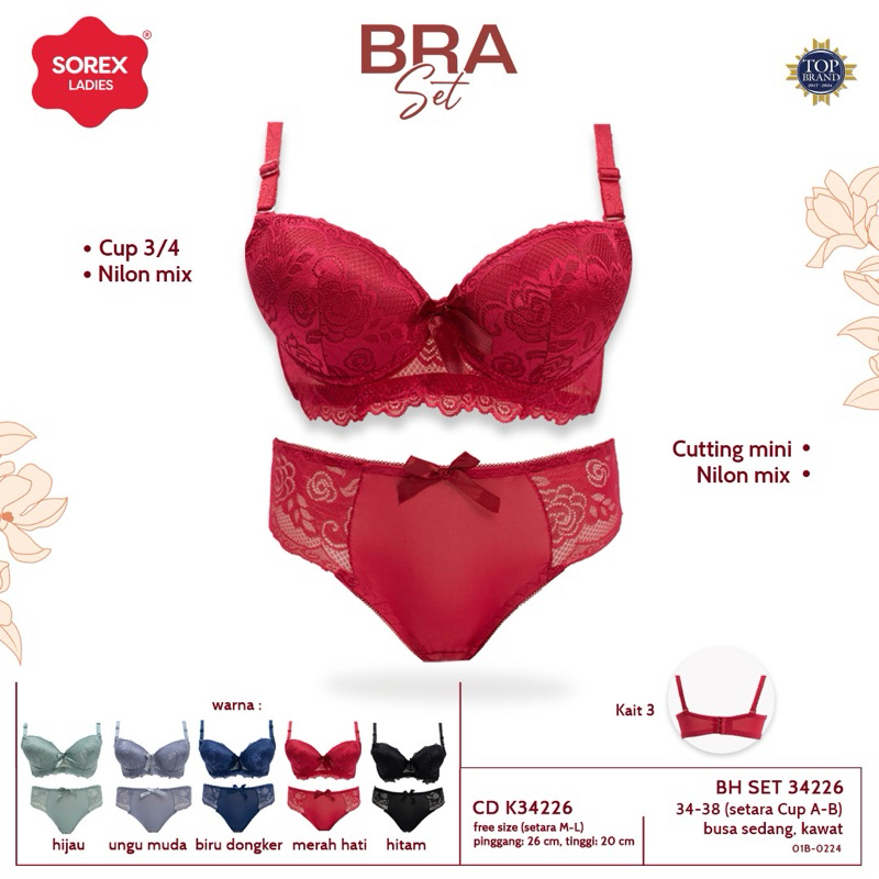 Bh set | Bra setelan + Cd SOREX 34226 Pakai kawat dan busa sedang