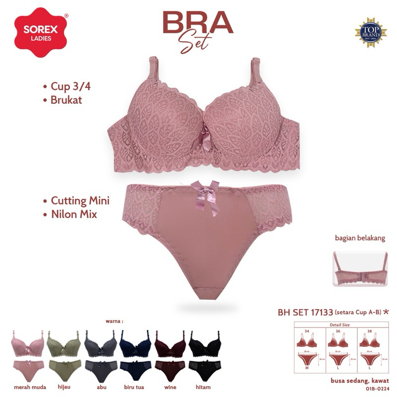 Bh set | Bra set + Cd SOREX 17133 pakai kawat dan busa sedang