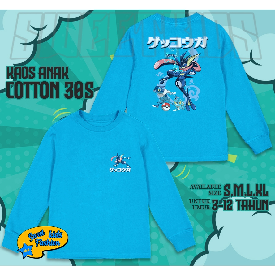 Kaos Anak Pokemon Greninja Ash / Baju Pokemon Greninja Anak Lengan Panjang