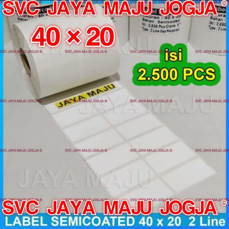 

[ WINCODE ] 40 X 20 - 2 LINE SEMICOATED - FACE IN - ISI 2.500 PCS || CORE 1" || LABEL BARCODE THERMAL TRANSFER PAKAI RIBBON - APOTEK APOTIK OBAT LABORATORIUM KLINIK || 40X20 - WINKODE C342C C342 C C 342C C 342 C - ISI 2500 PCS