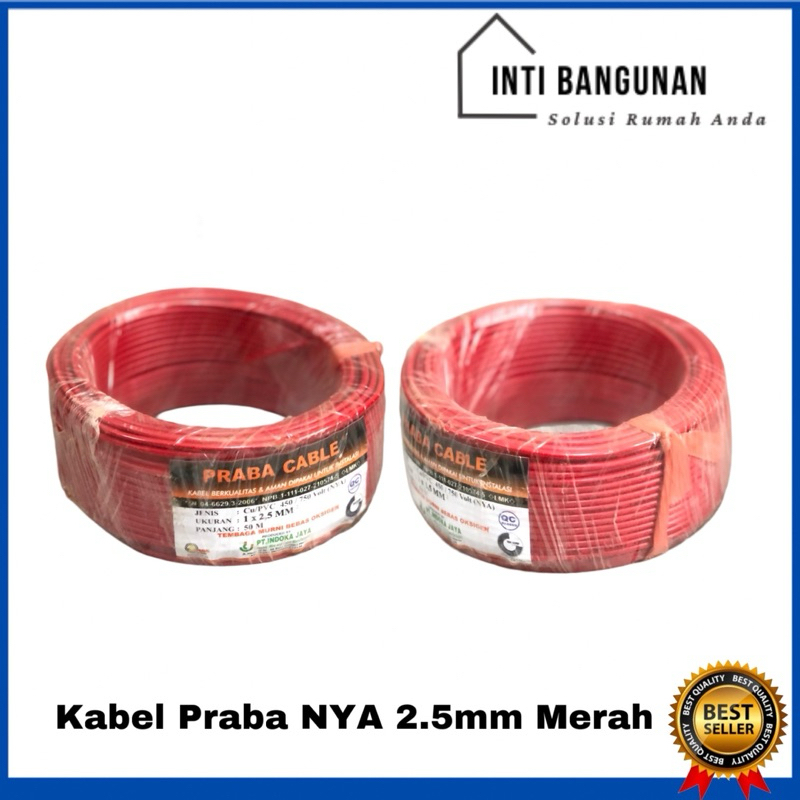 Kabel Tunggal Praba NYA 2.5mm 50m 1roll Tembaga Merah Cable Kawat Instalasi Rumah