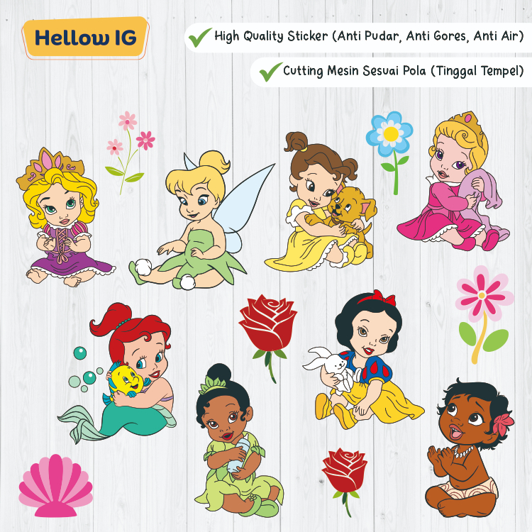 

STIKER BABY PRINCESS DISNEY | STICKER PACK | WATERPROOF LUCU GELAS BOTOL HP KOPER PREMIUM