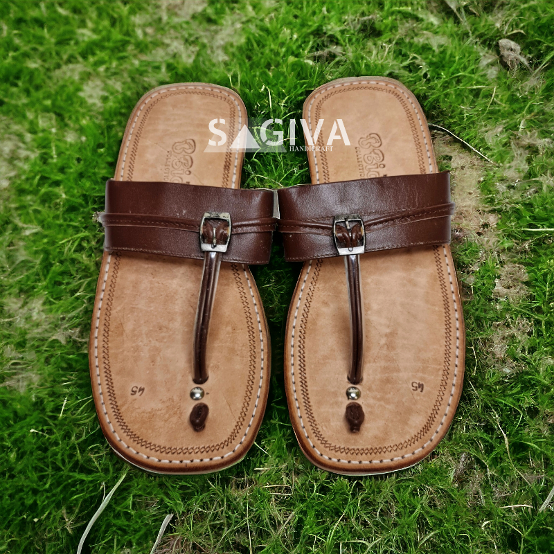 Sandal Pria Kulit Tarumpah Jajaka Lebar Jumbo