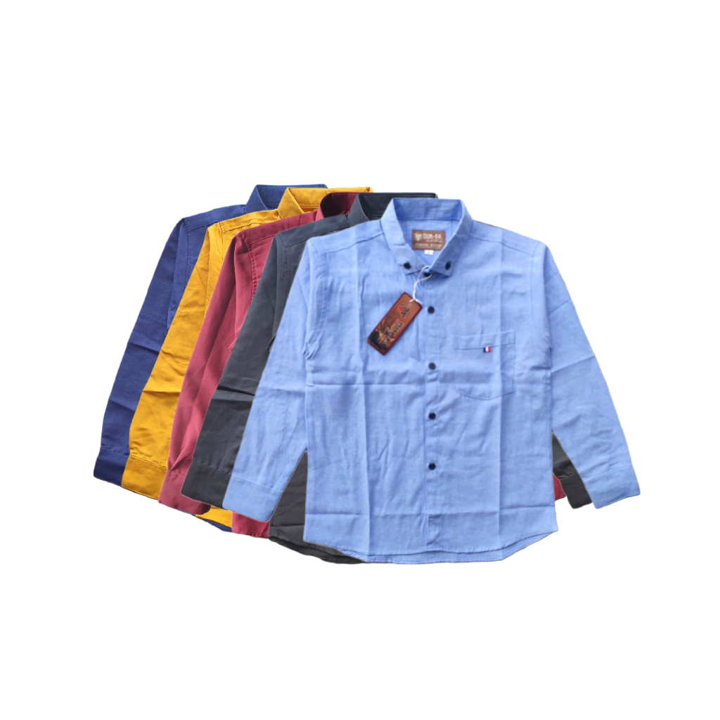 Dim-Fa Kids Terbaru Baju kemeja Anak Lengan Panjang Usia 2 Sampai 14 Tahun Polos Premium