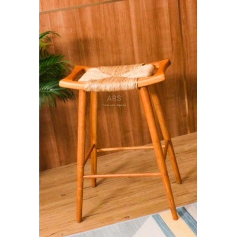 kursi bar stool kombinasi anyaman rotan / kursi bar cafe kombinasi rotan