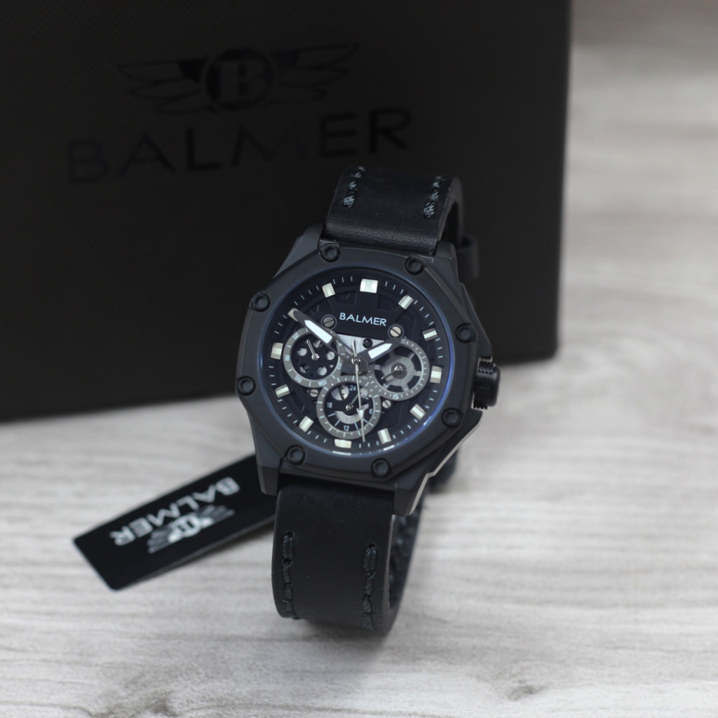 Jam tangan Wanita Balmer 7932L tali kulit tanggal chrono aktif sport original