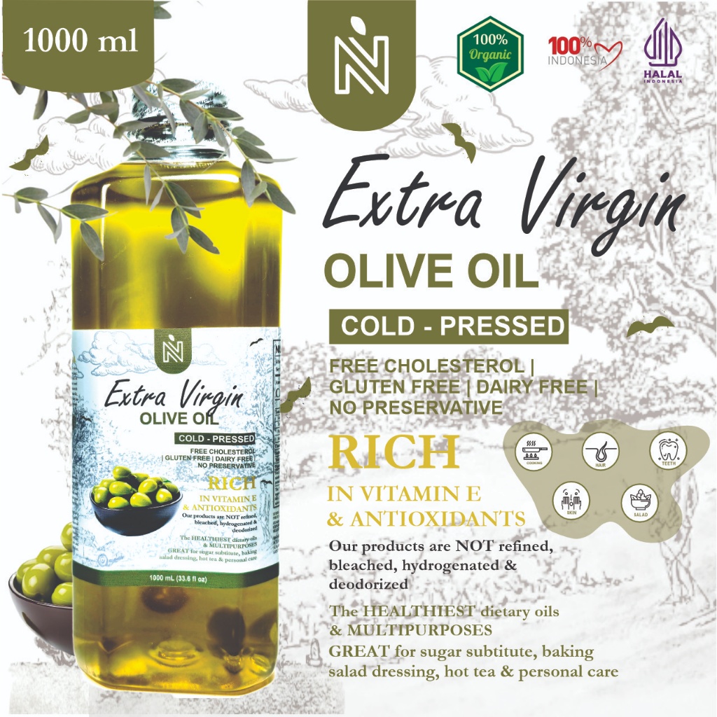 

BENUTRIVA Minyak Zaitun Extra Virgin Olive Oil 1000 ml Premium Murni 100% EVOO From Italy/Spain/Turkiye/Greece/Australia/Palestine