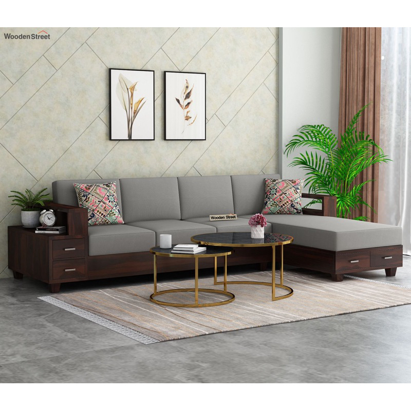 set sofa L kayu jati sofa tamu sudut L sofa sudut minimalis