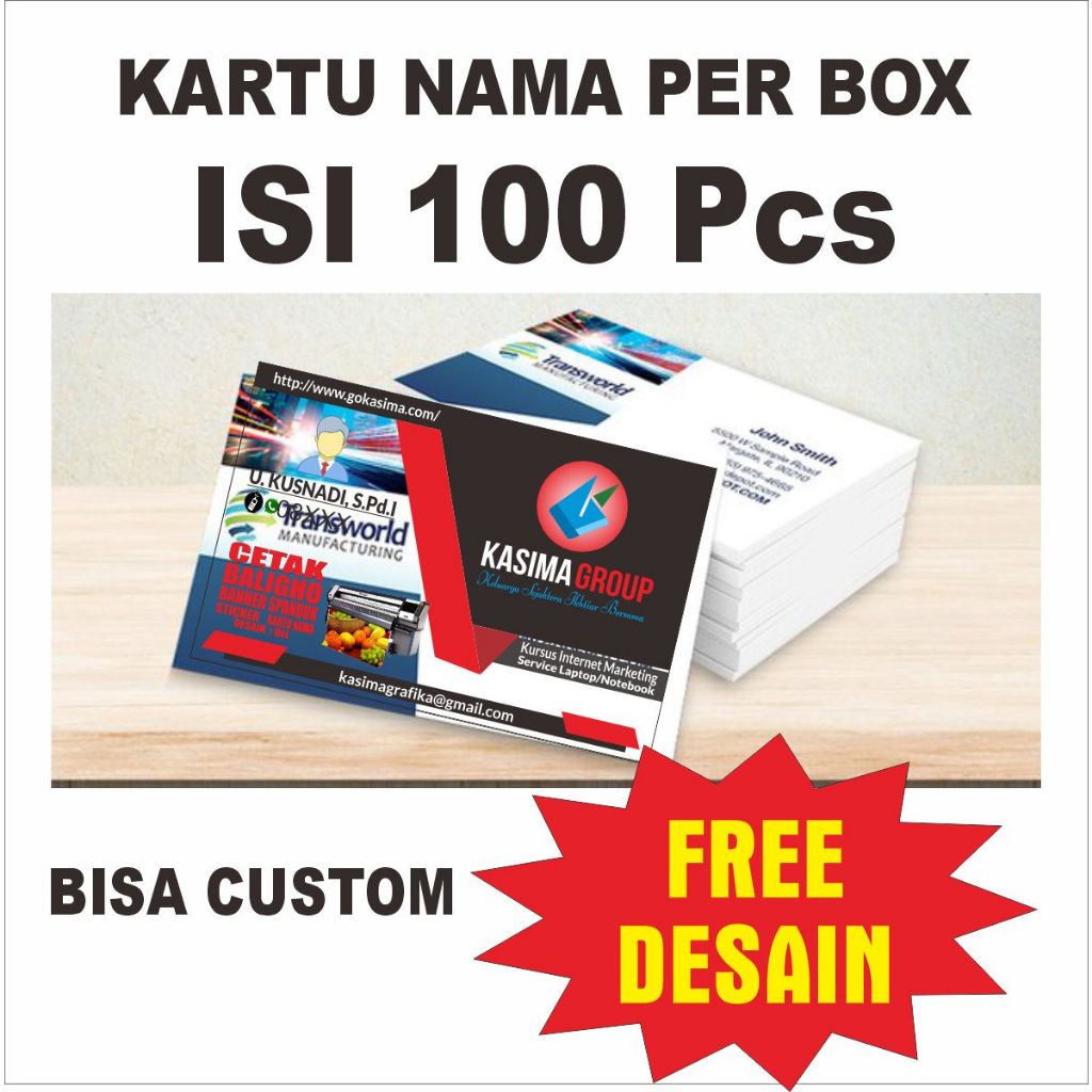 

Cetak Kartu Nama Custom Free Design Suka-suka Harga Per box isi 100 pcs
