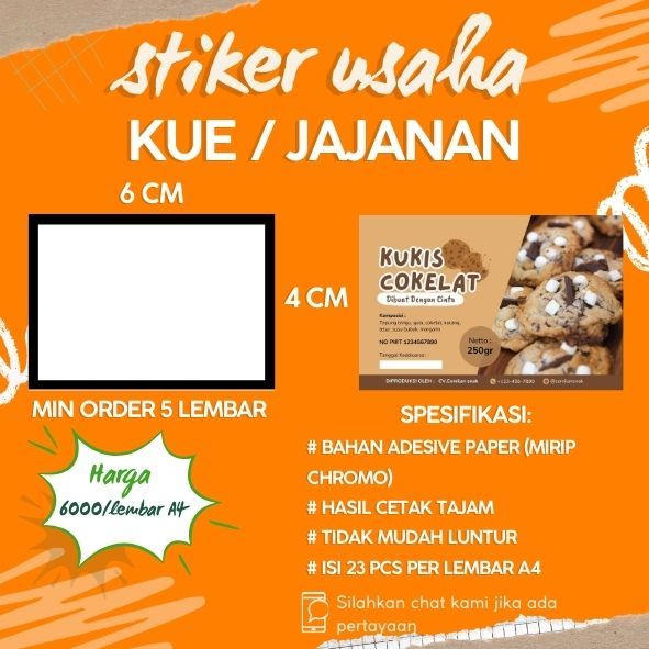 

Stiker Label Usaha/ Stiker Kemasan / Stiker Produk makanan,kue,jajanan