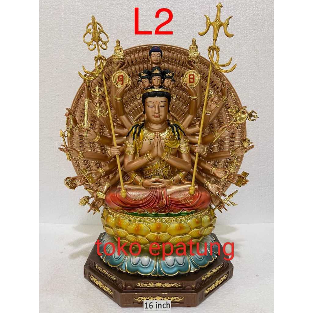 patung dewi seribu tangan / cien so kwan im - 16 inch - fiber - l2