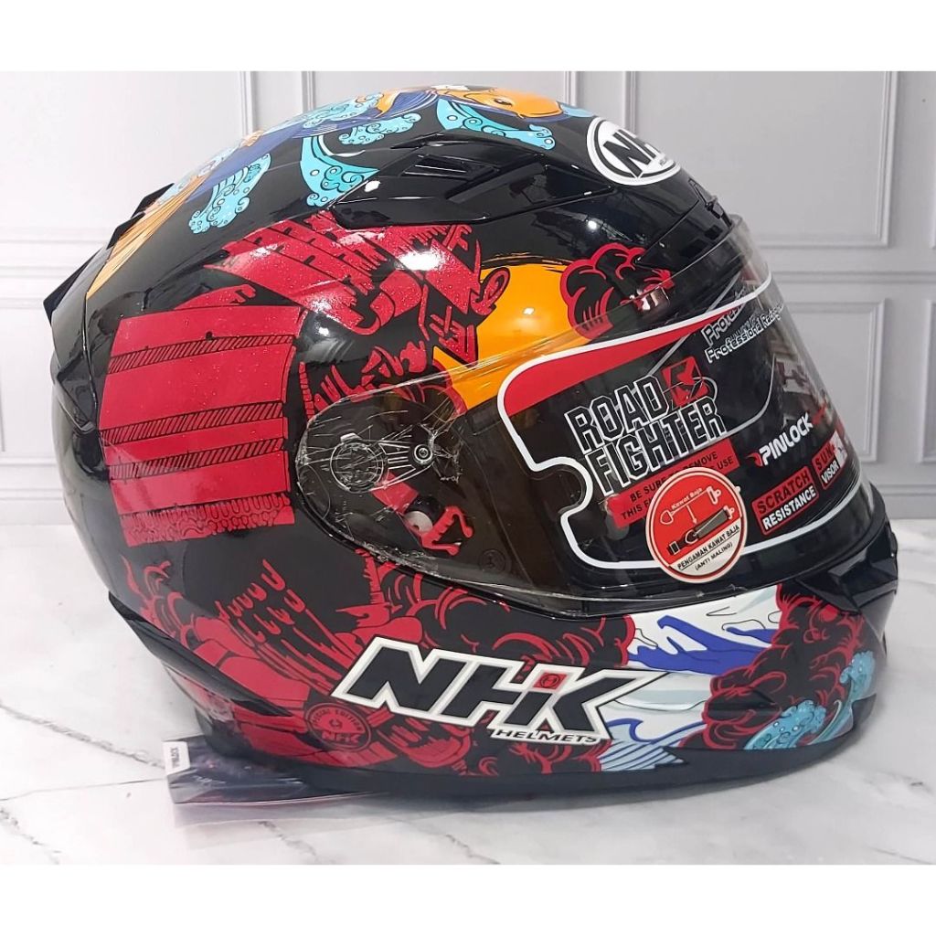 NHK HELM RX9 SAMURAI BLACK RED RX-9 DOUBLE VISOR SIZE : L