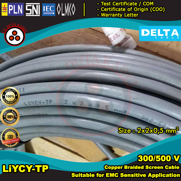 Kabel LiYCY-TP 2x2x0,5 mm2 500V DELTA /2x2x0.5 mm2 mm Grey