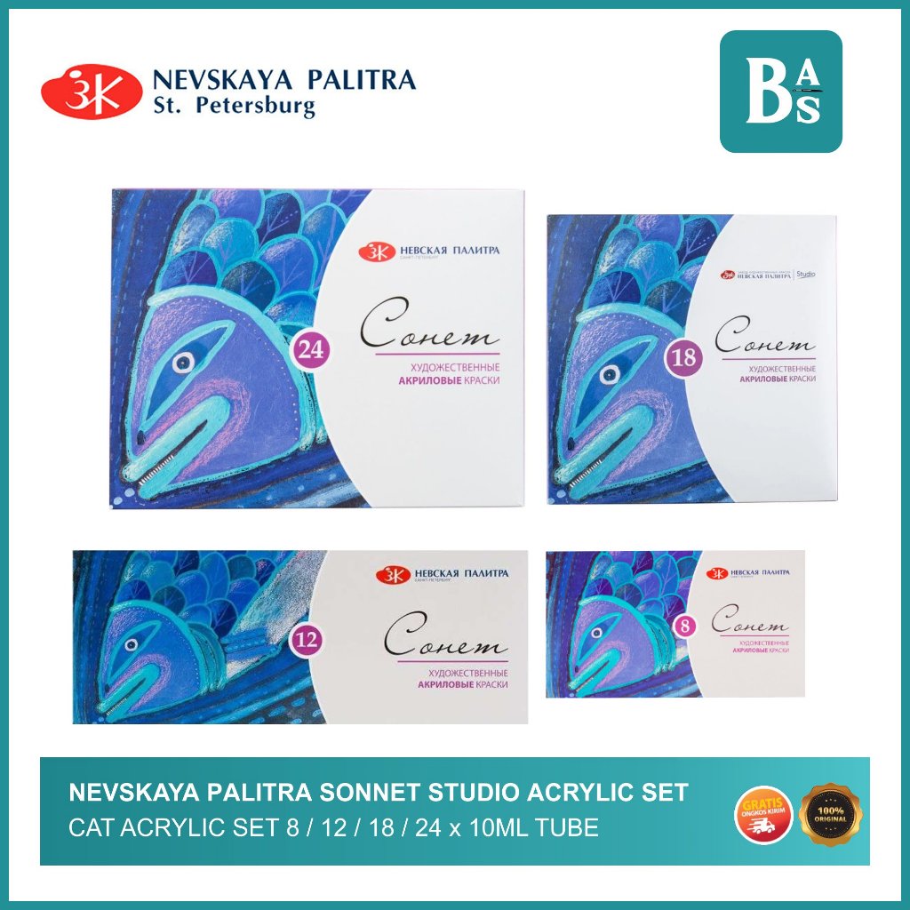 

Nevskaya Palitra - Sonnet Studio Acrylic Set Tube 10ml - Cat Akrilik - Bali Art Supplies