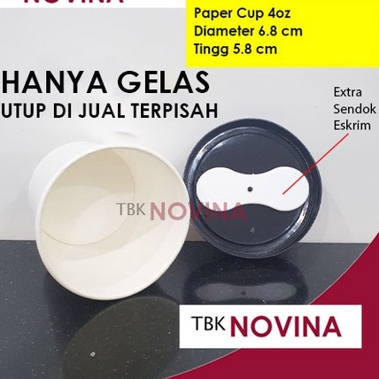 Bonus 5PCS Paper Cup 4oz Tebal Gelas SAJA Per Pack Kertas Ice Cream Eskrim Es Krim 4 Oz Murah