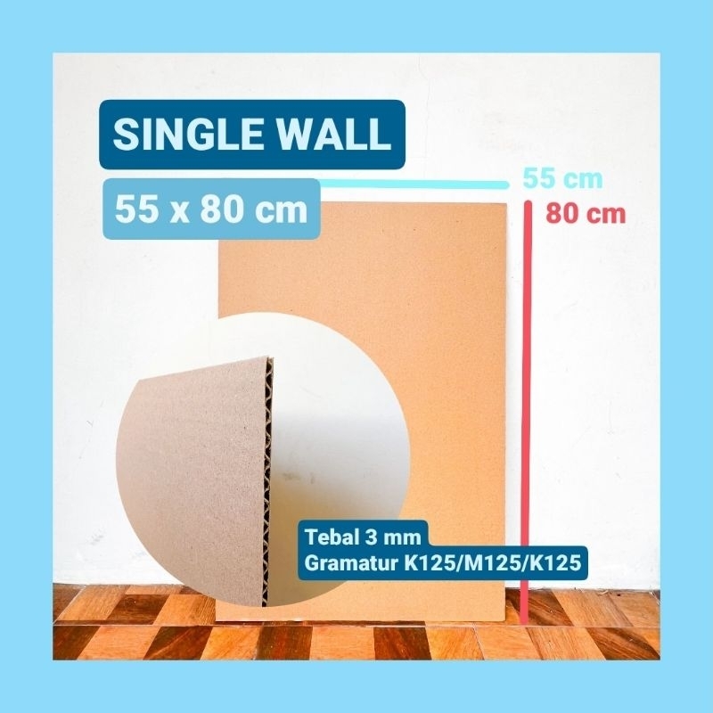 

kardus lembaran single wall 55 x 80 cm, tebal 3mm, karton sheet packing