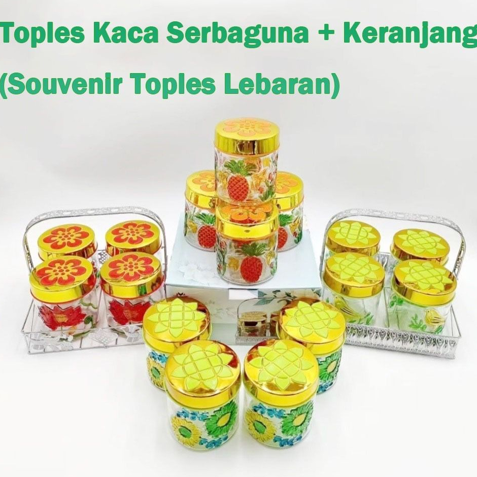 4PCS TOPLES + RAK  toples Set /toples makanan /toples mewah toples kaca beling