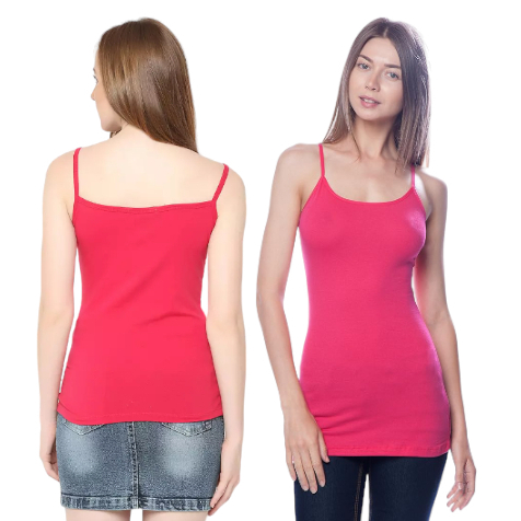 Fashion Tangtop Pink Tali Kecil Tanktop Spageti Wanita Warna Fanta Ukuran M - 7L