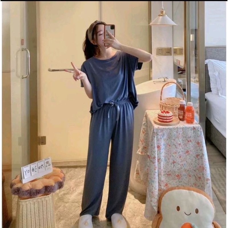 baju tidur wanita import spandek polos cp MNC bahan bagus dan lembut