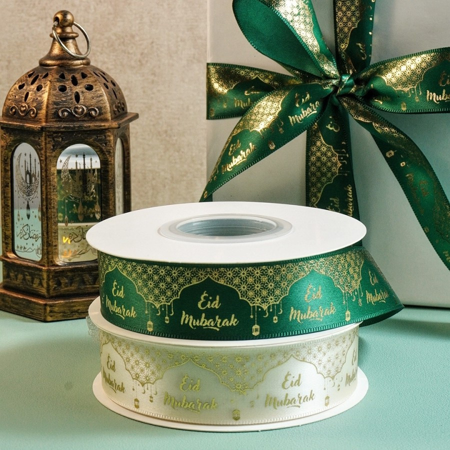 

(Harga 1 Roll 22 Meter ) Pita satin Lebaran / Pita Eid Mubarak /pita satin lebaran / pita idulfitri