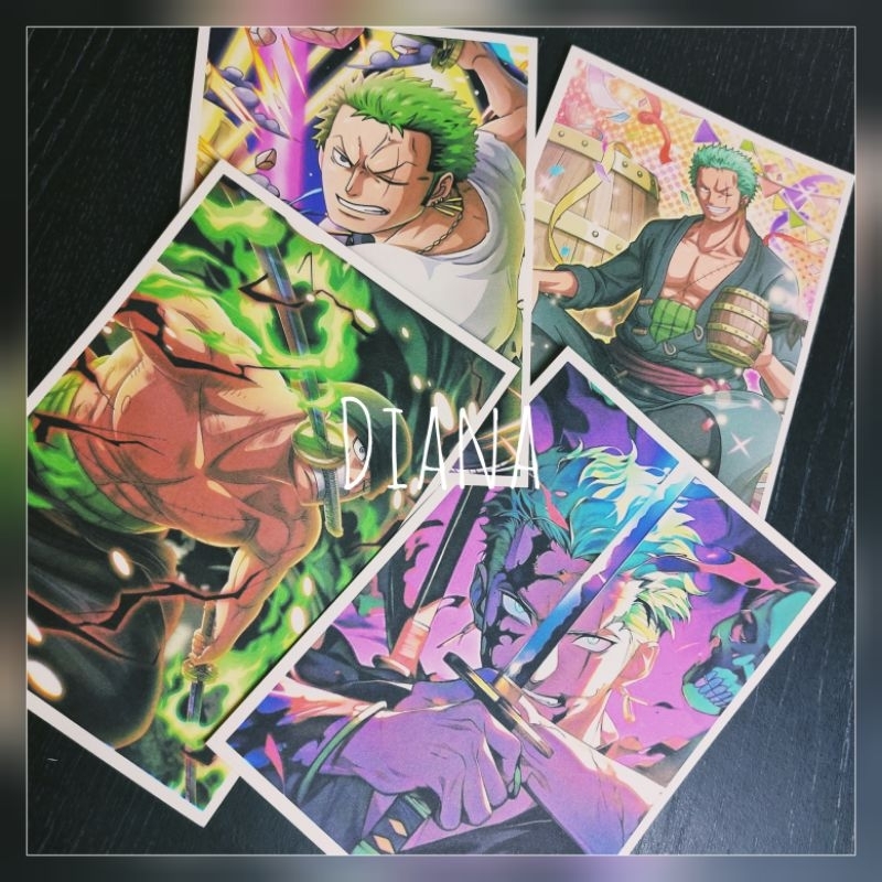 

A6 stiker kertas Zoro One Piece sticker doff murah random