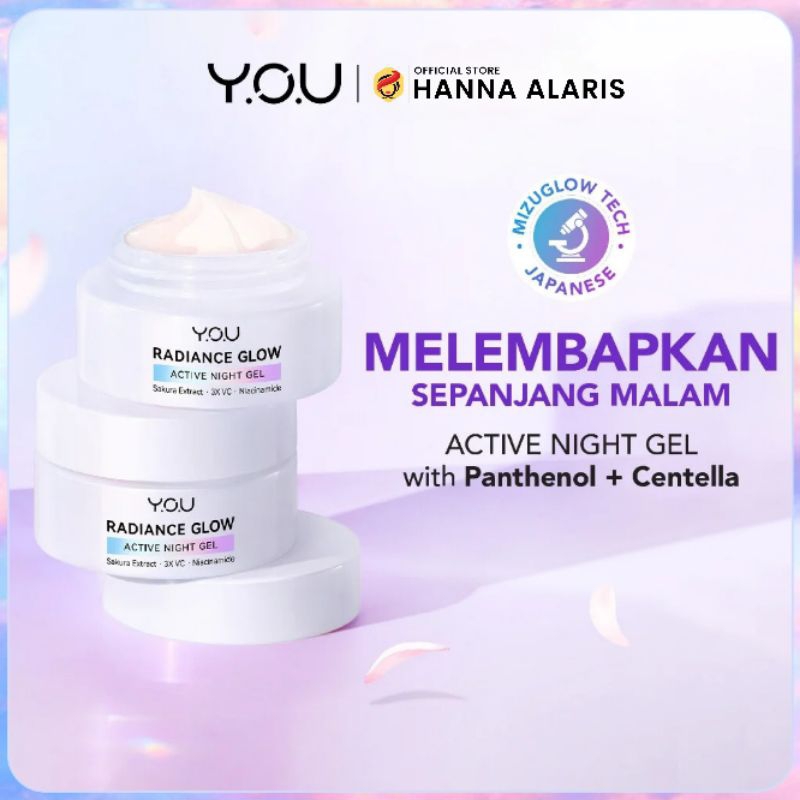 YOU Radiance Glow Active Night Gel | Cream Brightening Vitamin VNiacinamide Mencerahkan dan Melembab