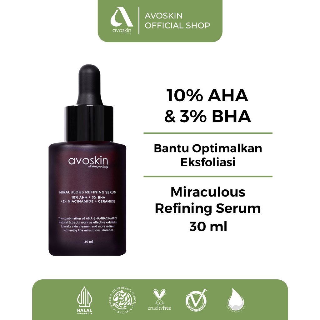Avoskin Miraculous Refining Serum 30ml -AHA BHA - Serum Eksfoliasi