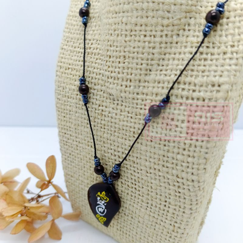 Kalung kokka Kaukah asli model Daun Wafak hitam