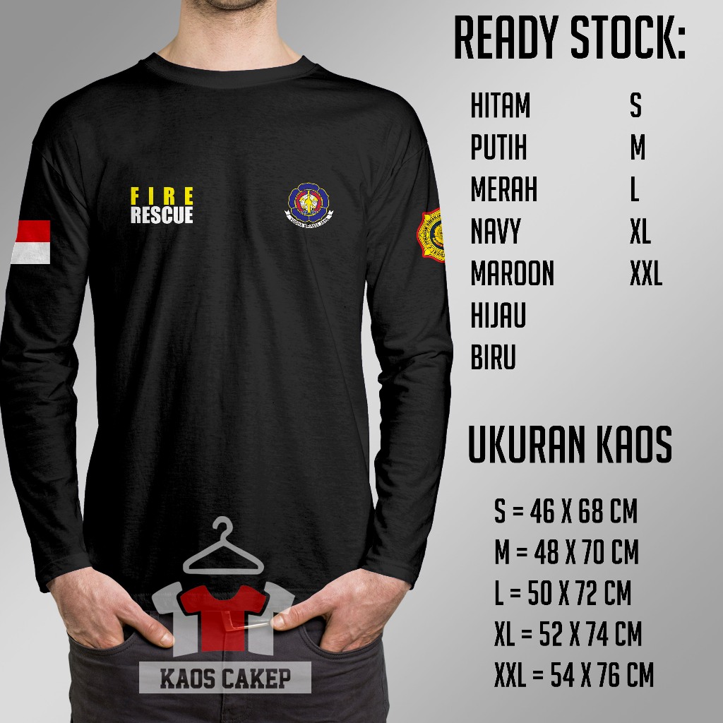 Kaos Fire Rescue Pemadam Kebakaran Logo Lengan Panjang Baju Distro