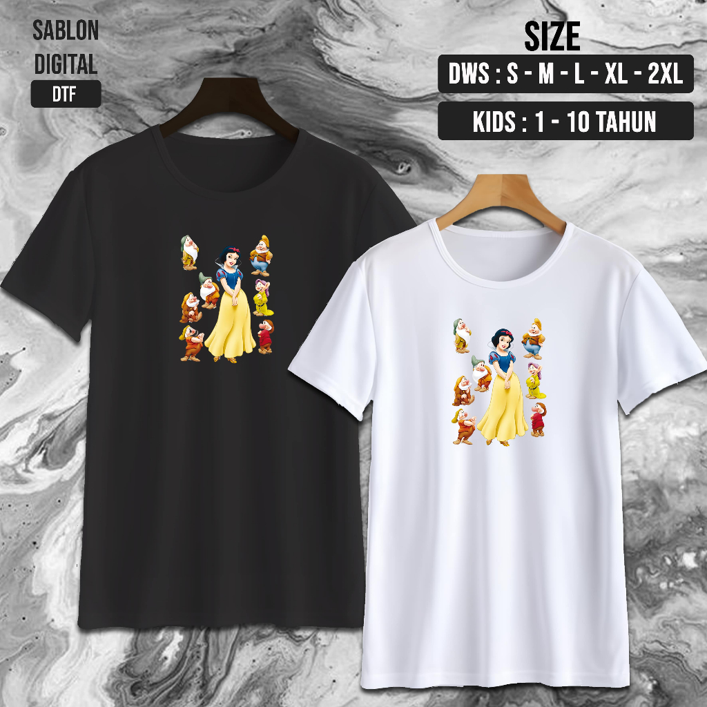 NW0241 Kaos SNOW WHITE / PRINCES SNOW  / kaos KARTUN SNOW WHITE / Baju Kaos Oblong / Baju Anak / Kao