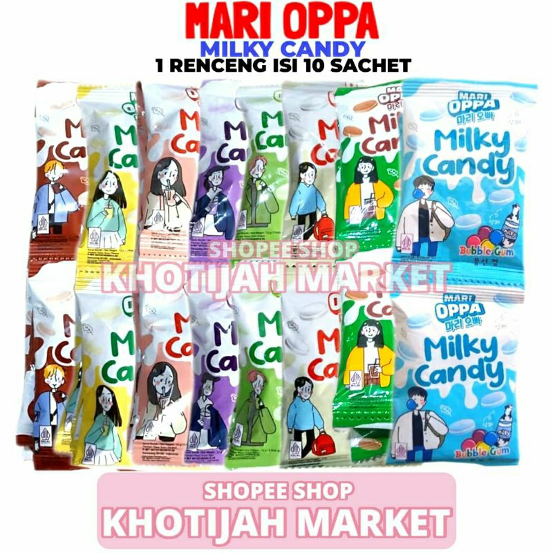 

Mari Oppa Milky Candy 1 Renceng Isi 10 Sachet 12gr