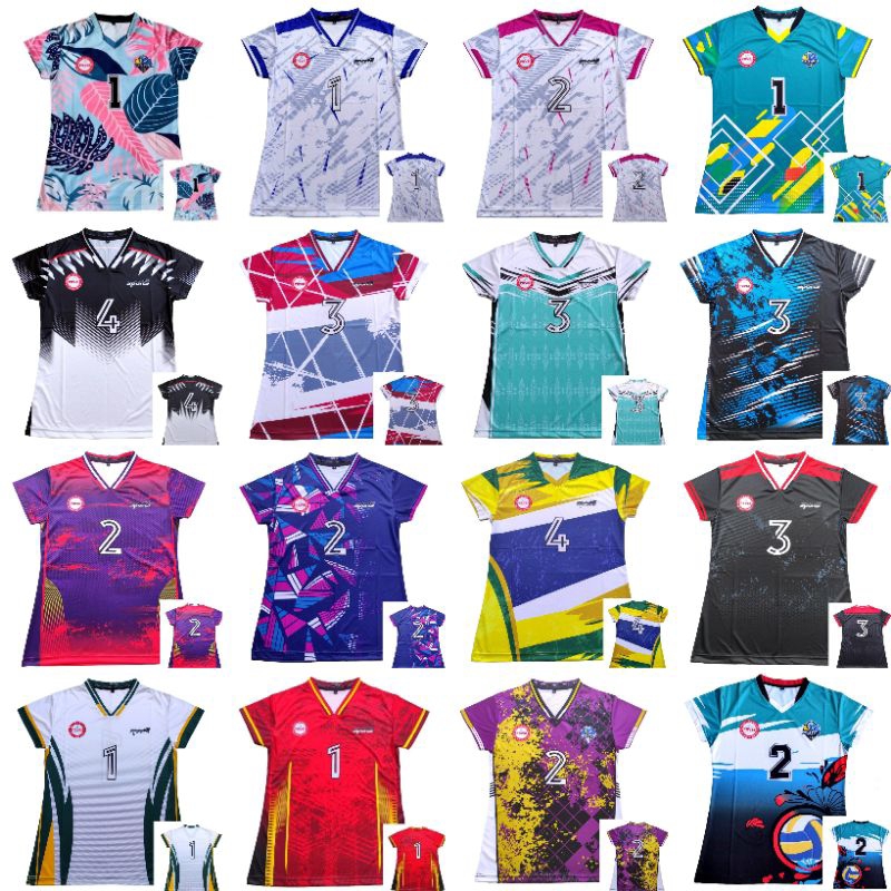 Baju volley wanita motif full printing