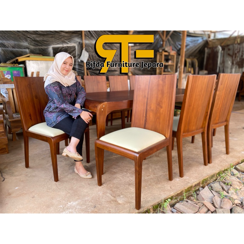 REAL PICT  Kursi Makan Keluarga Retro Blok ( Kursi Makan Keluarga, Kursi Makan Jati, Kursi Makan Blo