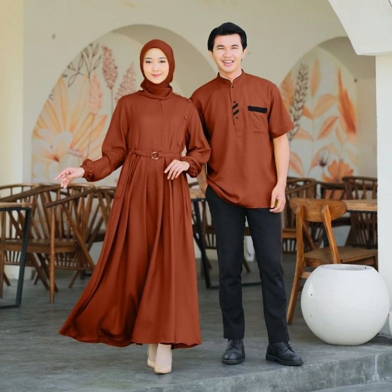 (NEW) Baju Gamis Dress Koko Kurta Couple Busui Koko Pasangan Lebaran Kondangan Nikahan Wanita Syari 
