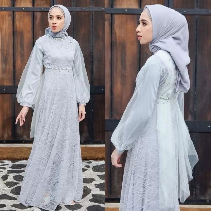 NADIA - GAMIS DRESS BAJU PREMIUM PESTA BRUKAT TILE SATIN IMPORT S M L XL XXL JUMBO FASHION MUSLIM WA