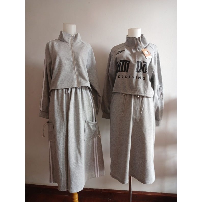 setelan rok cargo & atasan crop