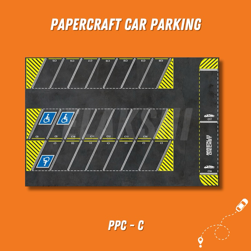 Diorama parkiran papercraft Hot wheels 1:64 MODEL C
